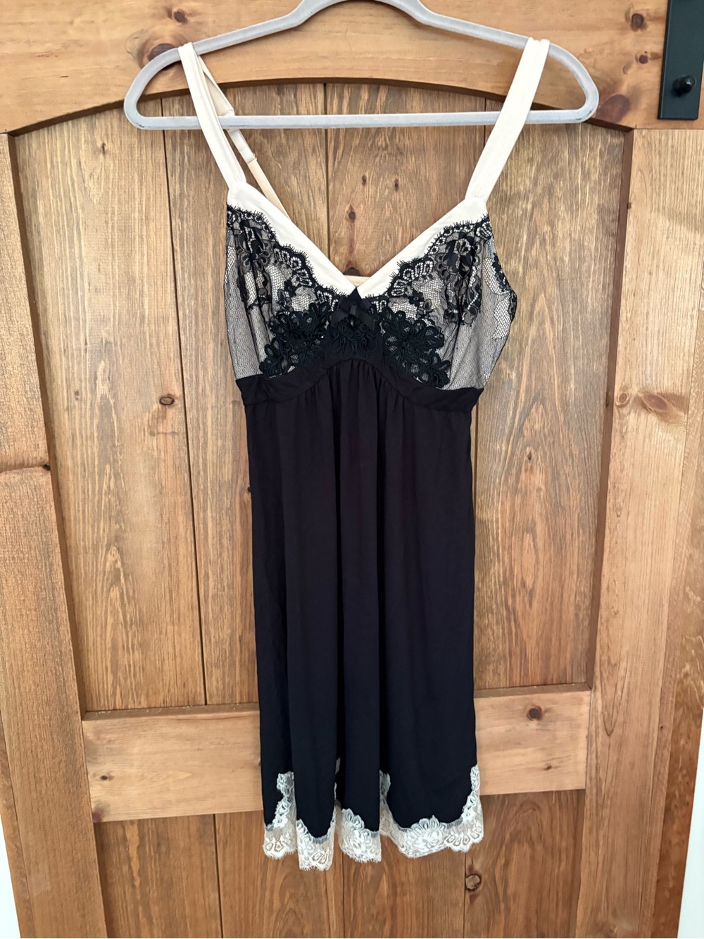 Soma Black Sleepwear with Cream Lace Trim